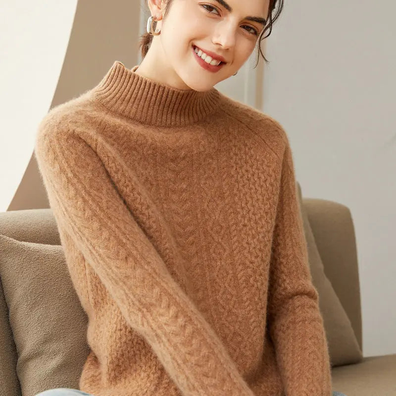 Cashmere Twisted Half Turtleneck Thickened Sweater Nipaaj