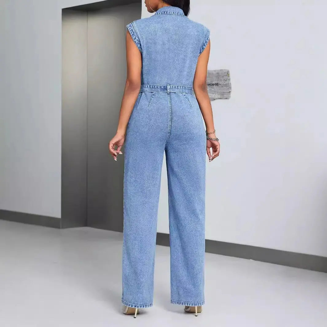 Denim Wear Sleeveless Casual Jumpsuit Trousers Jeans Nipaaj