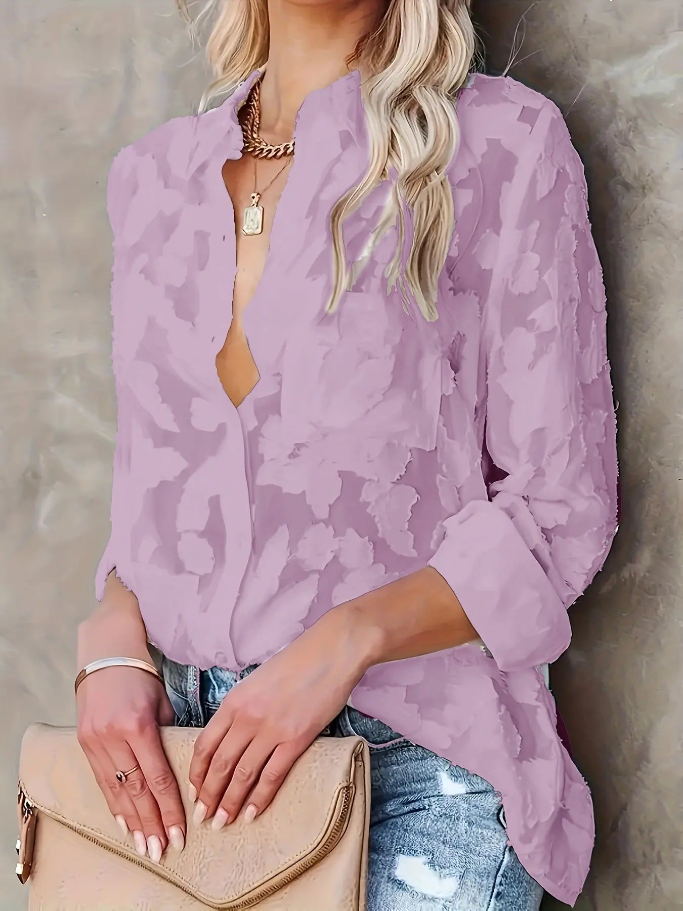 Luxury Jacquard Fashionable Button Up Shirt null