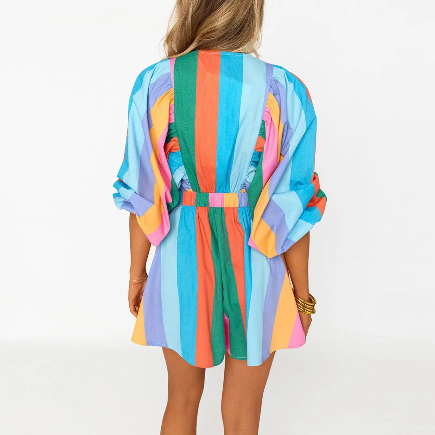 Shirt Slimming Casual Loose Deep V Wide Leg Short Jumpsuit null