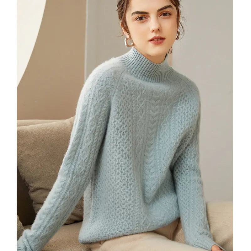 Cashmere Twisted Half Turtleneck Thickened Sweater Nipaaj
