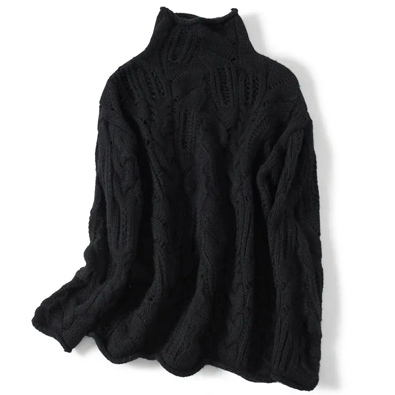 Artistic Mesh Sweater Pure Cashmere Shirt Women's High Neck Thickened Fashionable Nipaaj