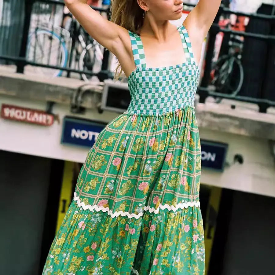 European And American Women's Clothing Spaghetti-strap Floral Print Dress Fashion null