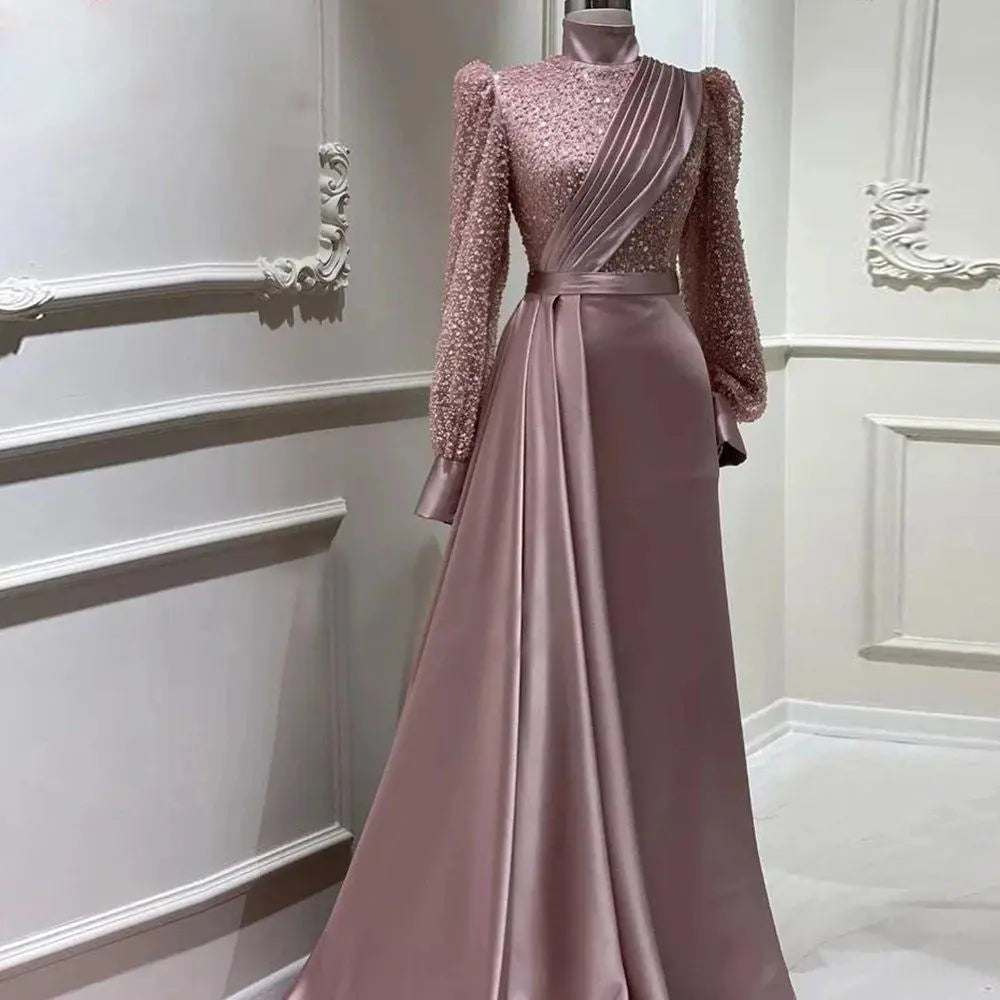 Stand Collar All-inclusive Long Sleeve Detachable Evening Dress Elegant Elegant Two-piece Suit Nipaaj