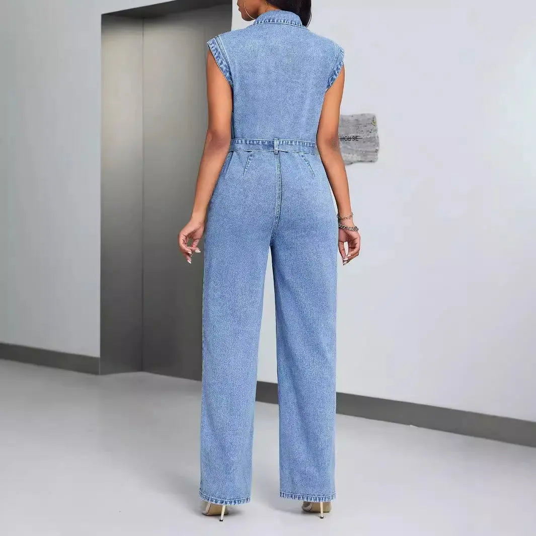 Denim Wear Sleeveless Casual Jumpsuit Trousers Jeans Nipaaj