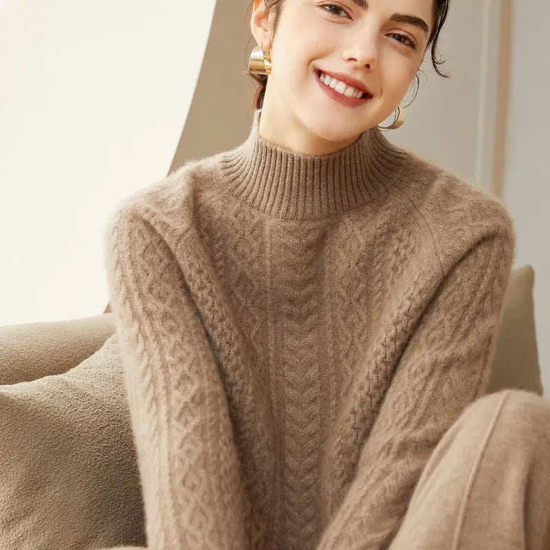 Cashmere Twisted Half Turtleneck Thickened Sweater Nipaaj