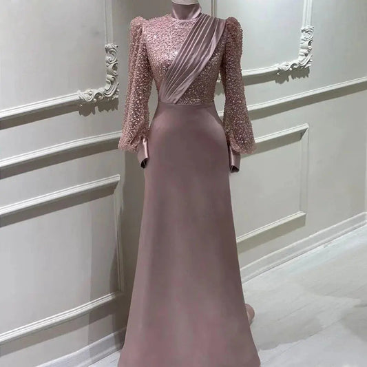 Stand Collar All-inclusive Long Sleeve Detachable Evening Dress Elegant Elegant Two-piece Suit Nipaaj