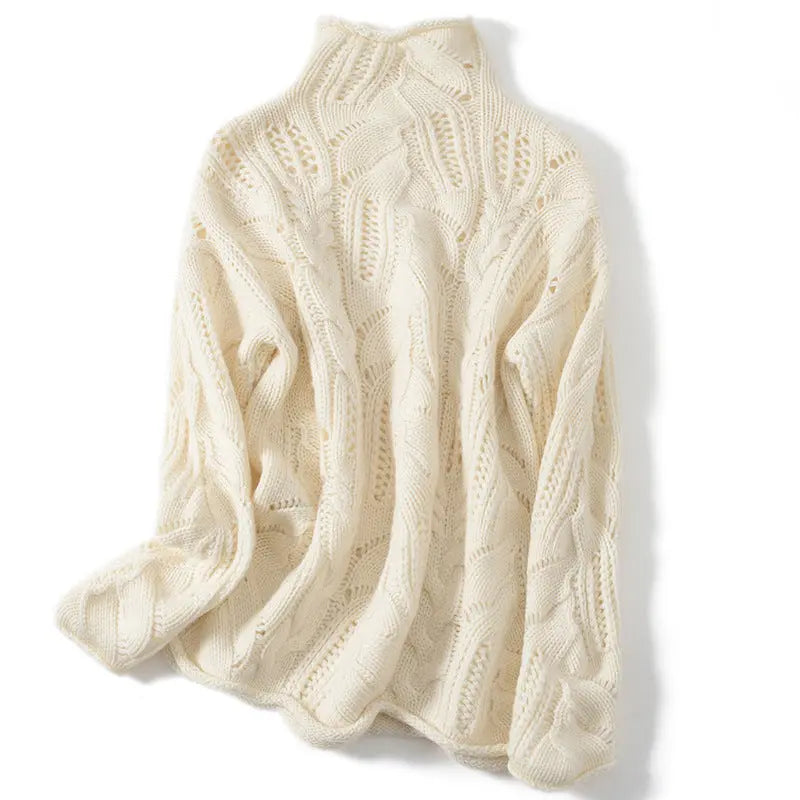 Artistic Mesh Sweater Pure Cashmere Shirt Women's High Neck Thickened Fashionable Nipaaj