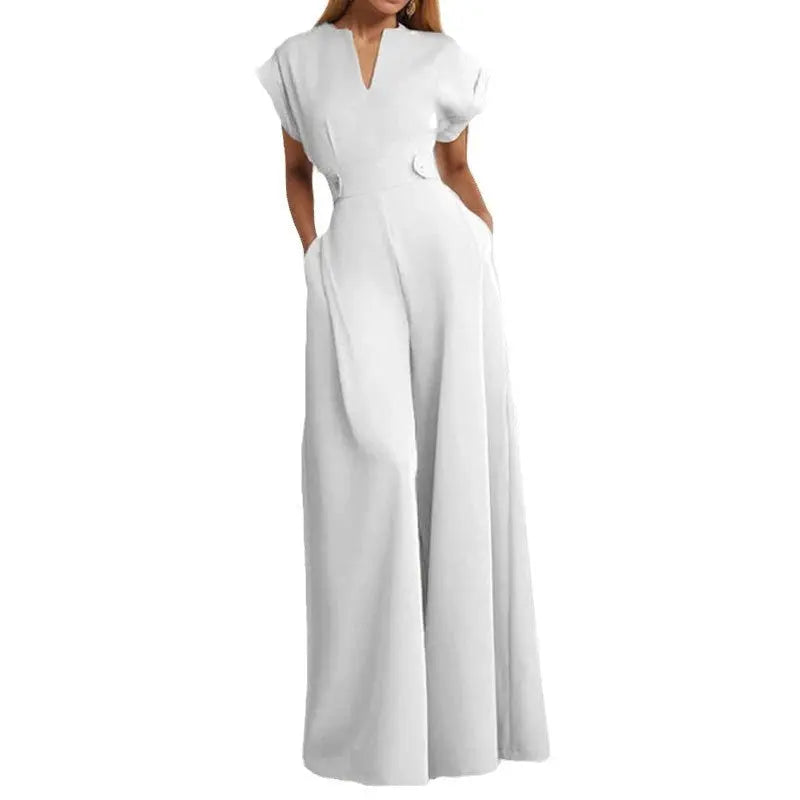 Graceful And Fashionable Solid Color High Waist Wide Leg Pants null
