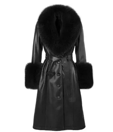 Slim-fit Leather Sheepskin Fox Fur Coat null