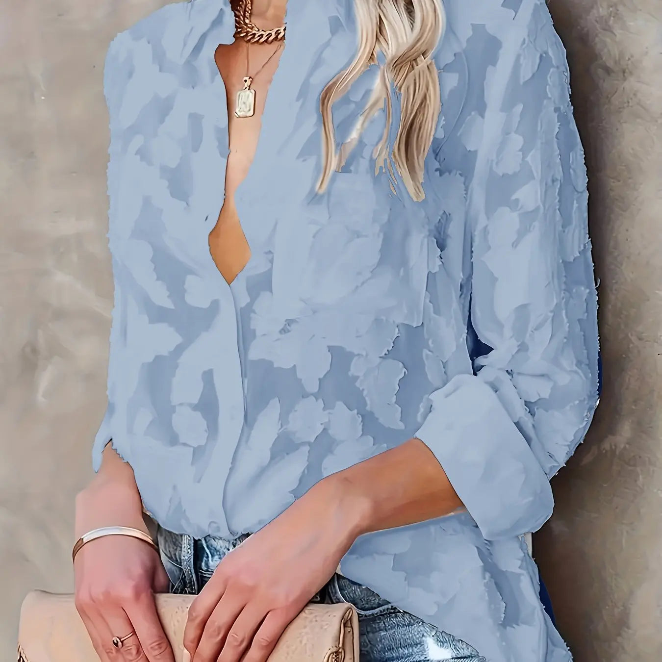 Luxury Jacquard Fashionable Button Up Shirt null