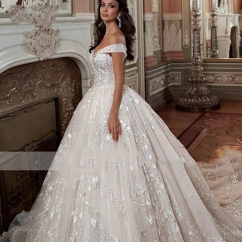 Off-shoulder French-style Bride Trailing Mori Style Simple Small Wedding Dress Nipaaj