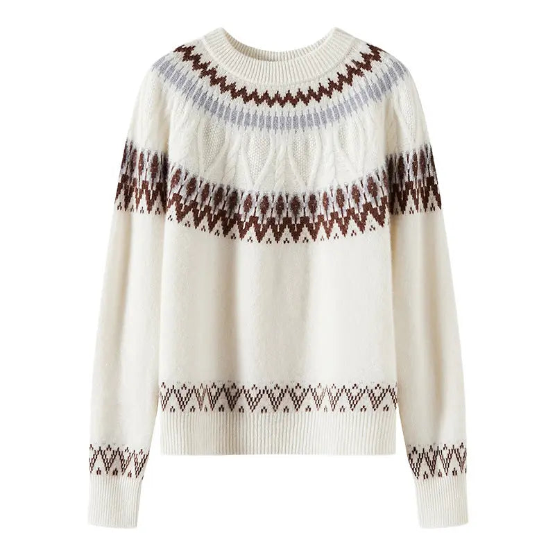 Blue And White Porcelain Contrasting Color Jacquard Cashmere Sweater Nipaaj