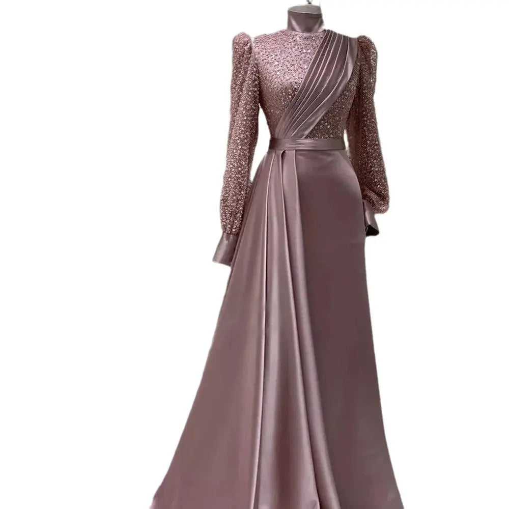 Stand Collar All-inclusive Long Sleeve Detachable Evening Dress Elegant Elegant Two-piece Suit Nipaaj