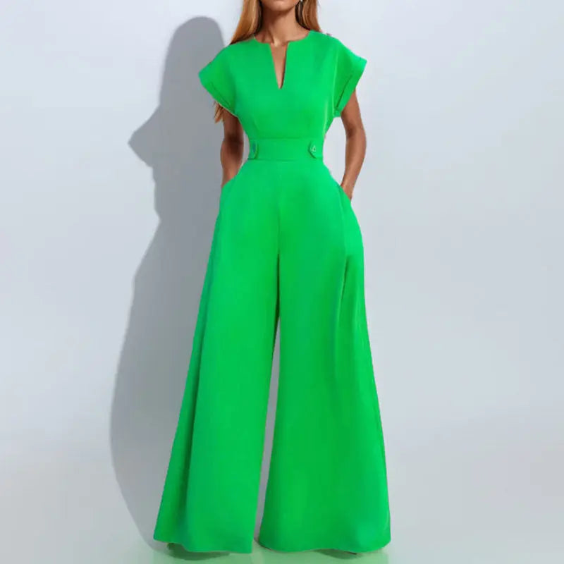 Graceful And Fashionable Solid Color High Waist Wide Leg Pants null