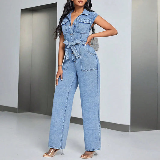Denim Wear Sleeveless Casual Jumpsuit Trousers Jeans Nipaaj