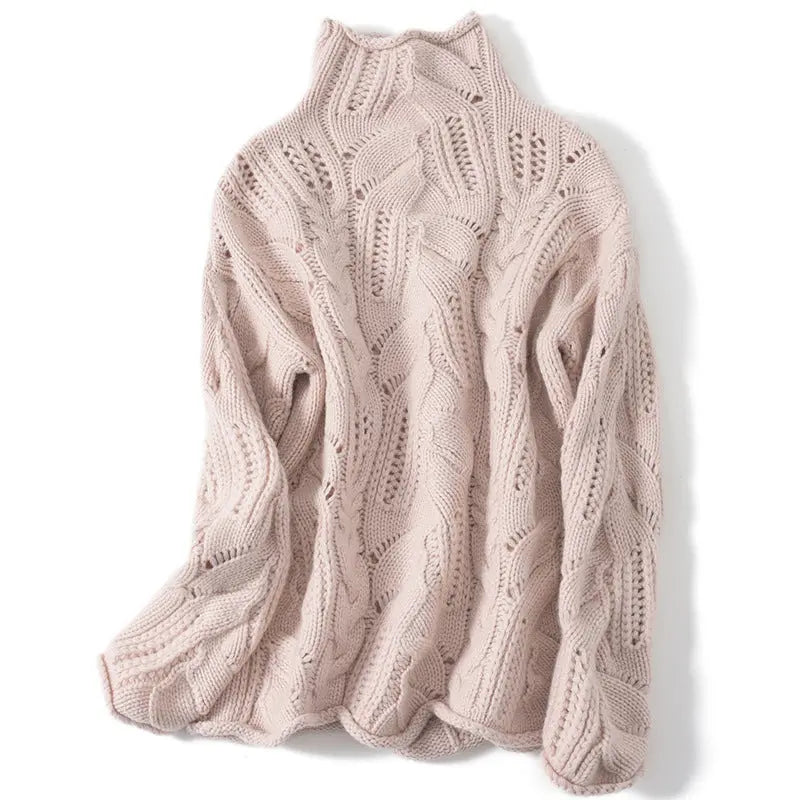 Artistic Mesh Sweater Pure Cashmere Shirt Women's High Neck Thickened Fashionable Nipaaj