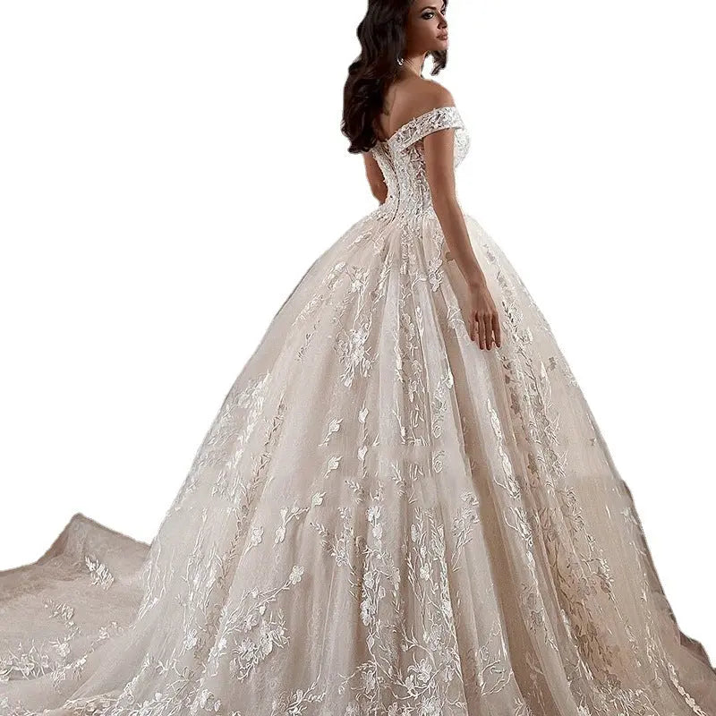 Off-shoulder French-style Bride Trailing Mori Style Simple Small Wedding Dress Nipaaj