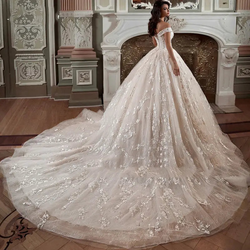 Off-shoulder French-style Bride Trailing Mori Style Simple Small Wedding Dress Nipaaj