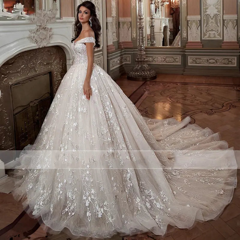 Off-shoulder French-style Bride Trailing Mori Style Simple Small Wedding Dress Nipaaj
