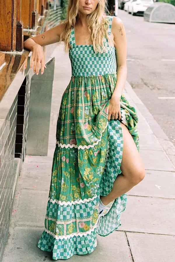 European And American Women's Clothing Spaghetti-strap Floral Print Dress Fashion null