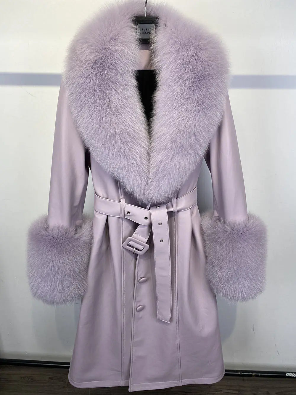 Slim-fit Leather Sheepskin Fox Fur Coat null