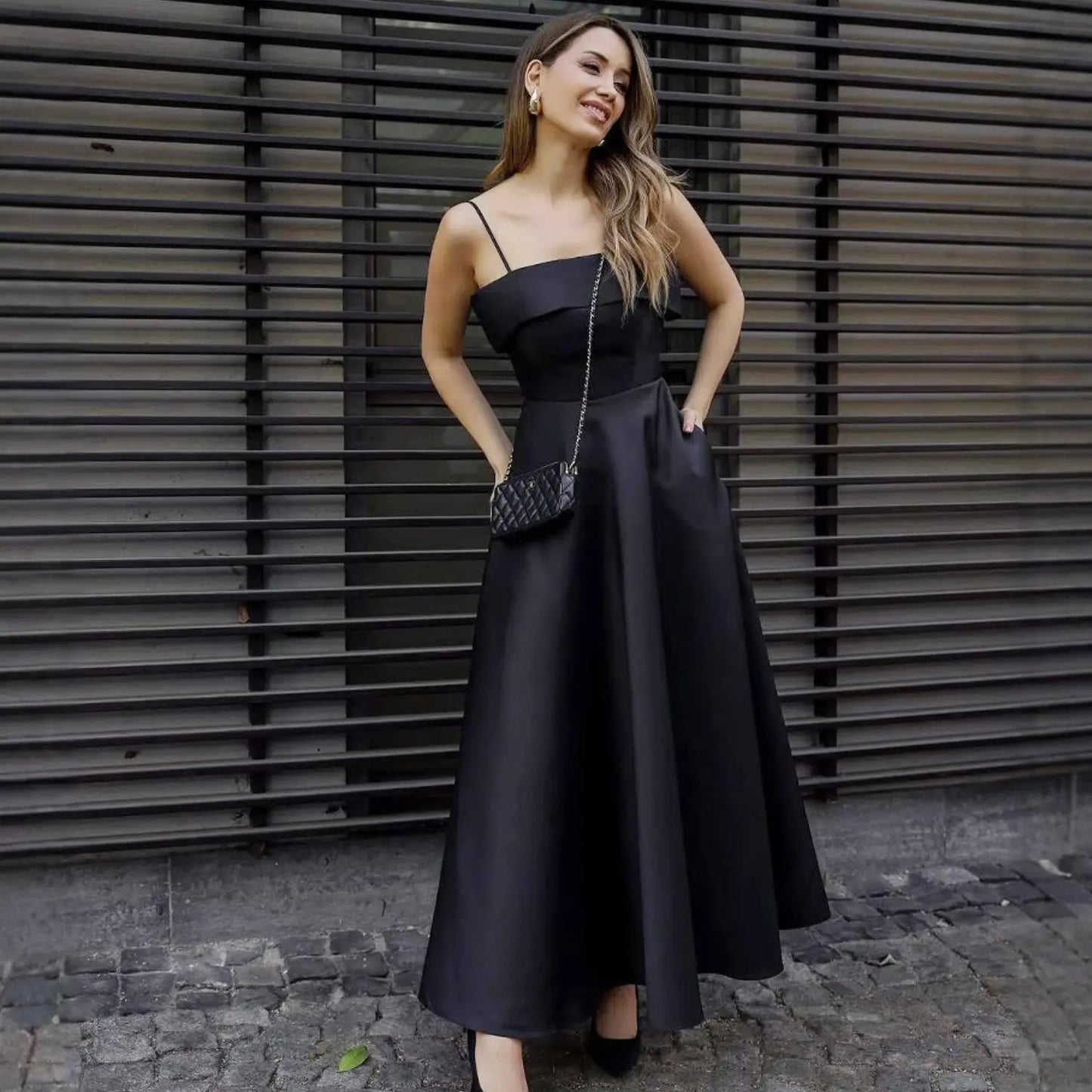 Solid Color Sexy Sleeveless Backless Tube Top Waist Long Dress null