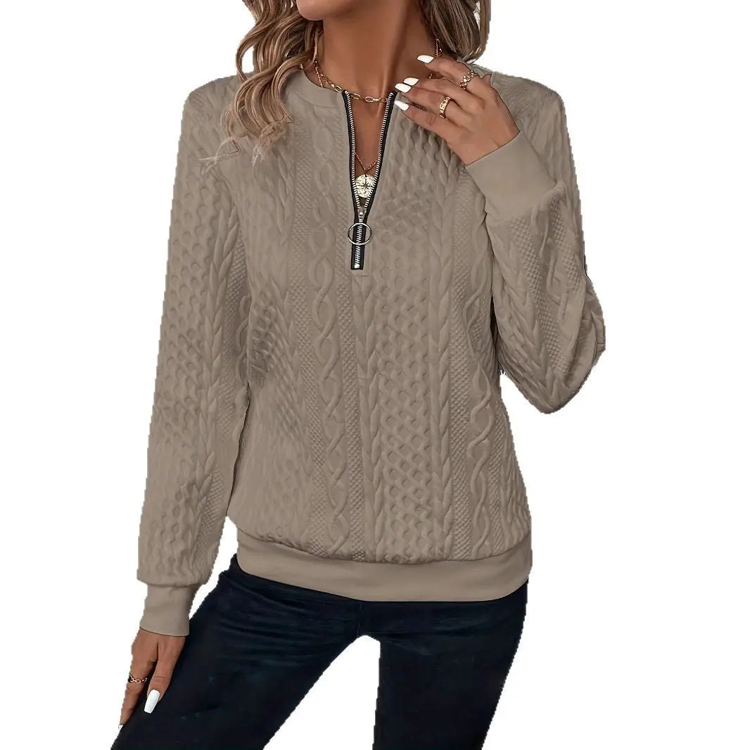 Short Women's Clothing With Zipper Sweater Long Sleeve null
