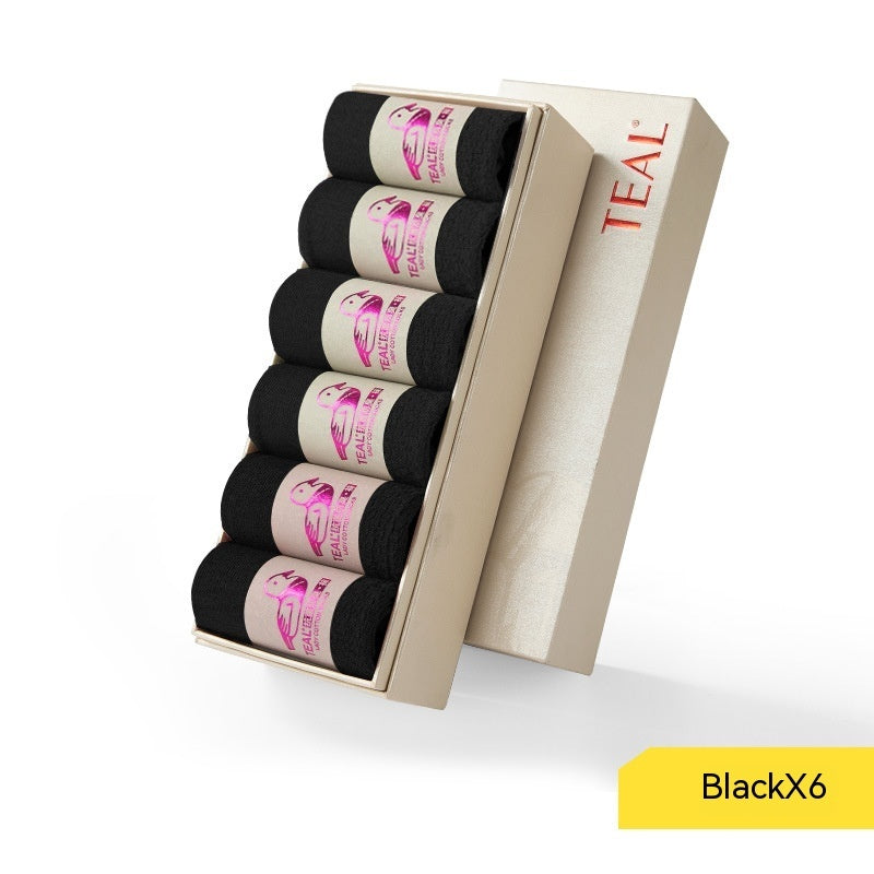 Pure Cotton Handmade Boneless Suture Antibacterial Deodorant Four Seasons Mid-calf Length Women's Socks