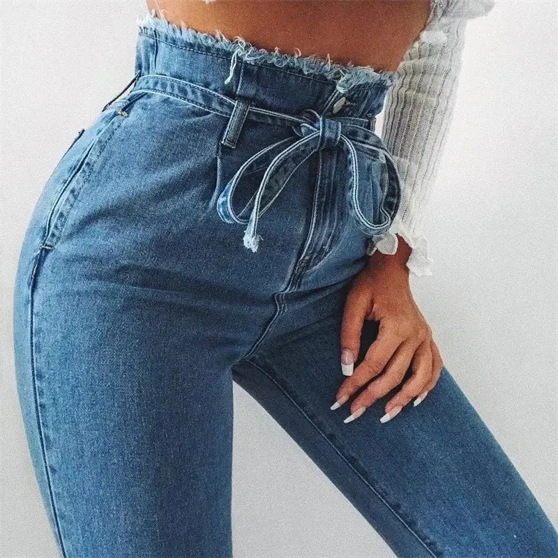 High-waisted Washed Pencil Pants Spring Sexy Temperament European And American Plus Size Denim Jeans For Women Nipaaj