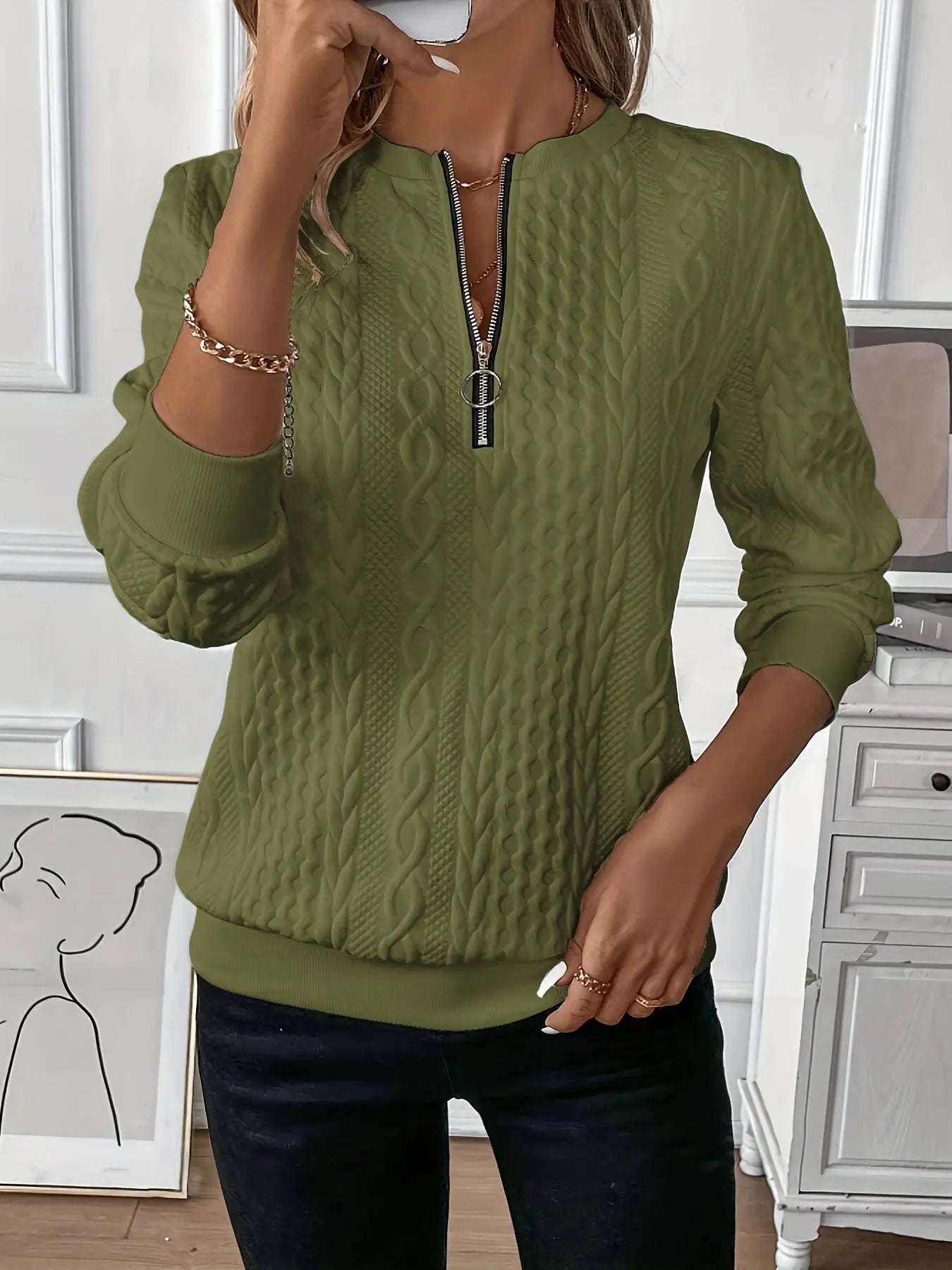 Short Women's Clothing With Zipper Sweater Long Sleeve null