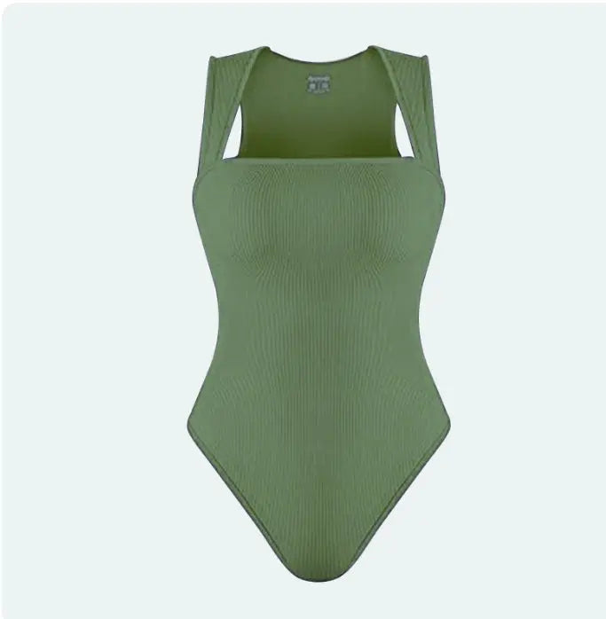 Thread Square Neck Jumpsuit Sleeveless Slim Fit Tank Top Summer Shapewear null