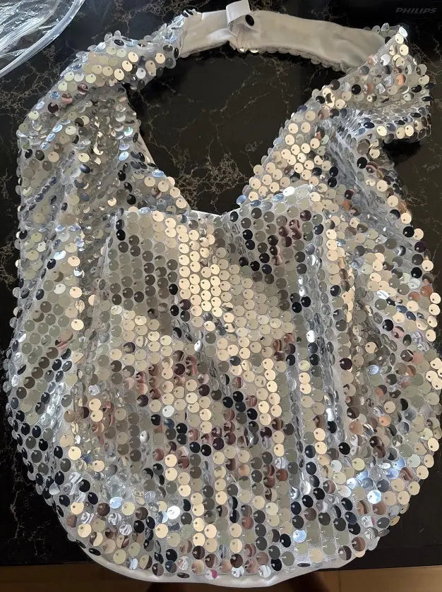 Deep V Sequins Halter Spaghetti Straps Backless Vacation Style null
