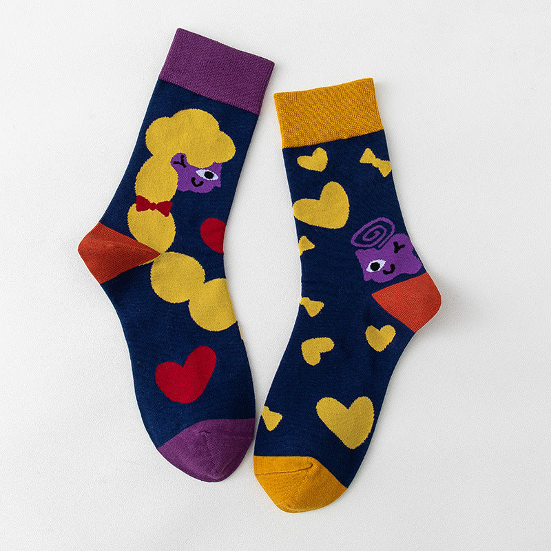 Women's Stockings Cartoon Asymmetry Cotton