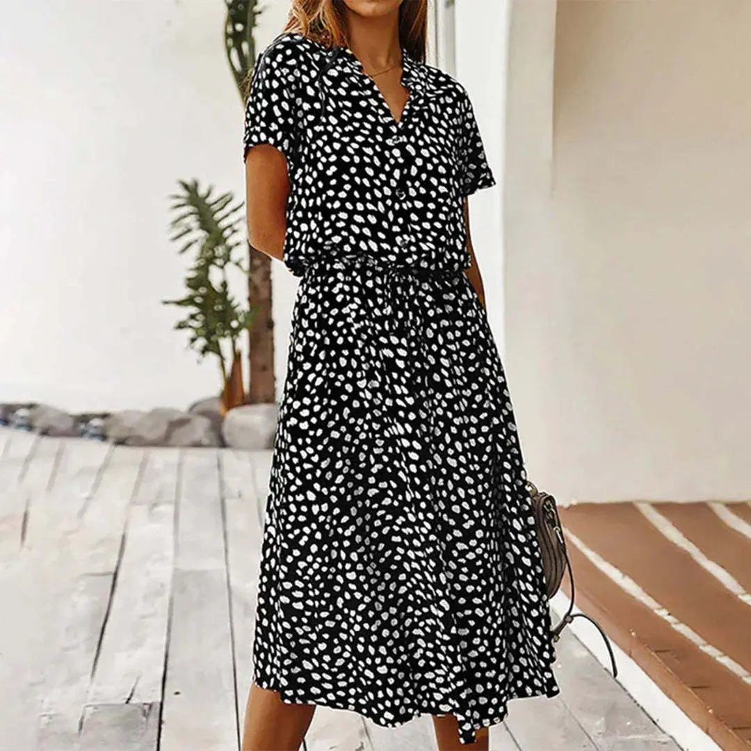 New European And American Vacation Short-sleeved Dress null
