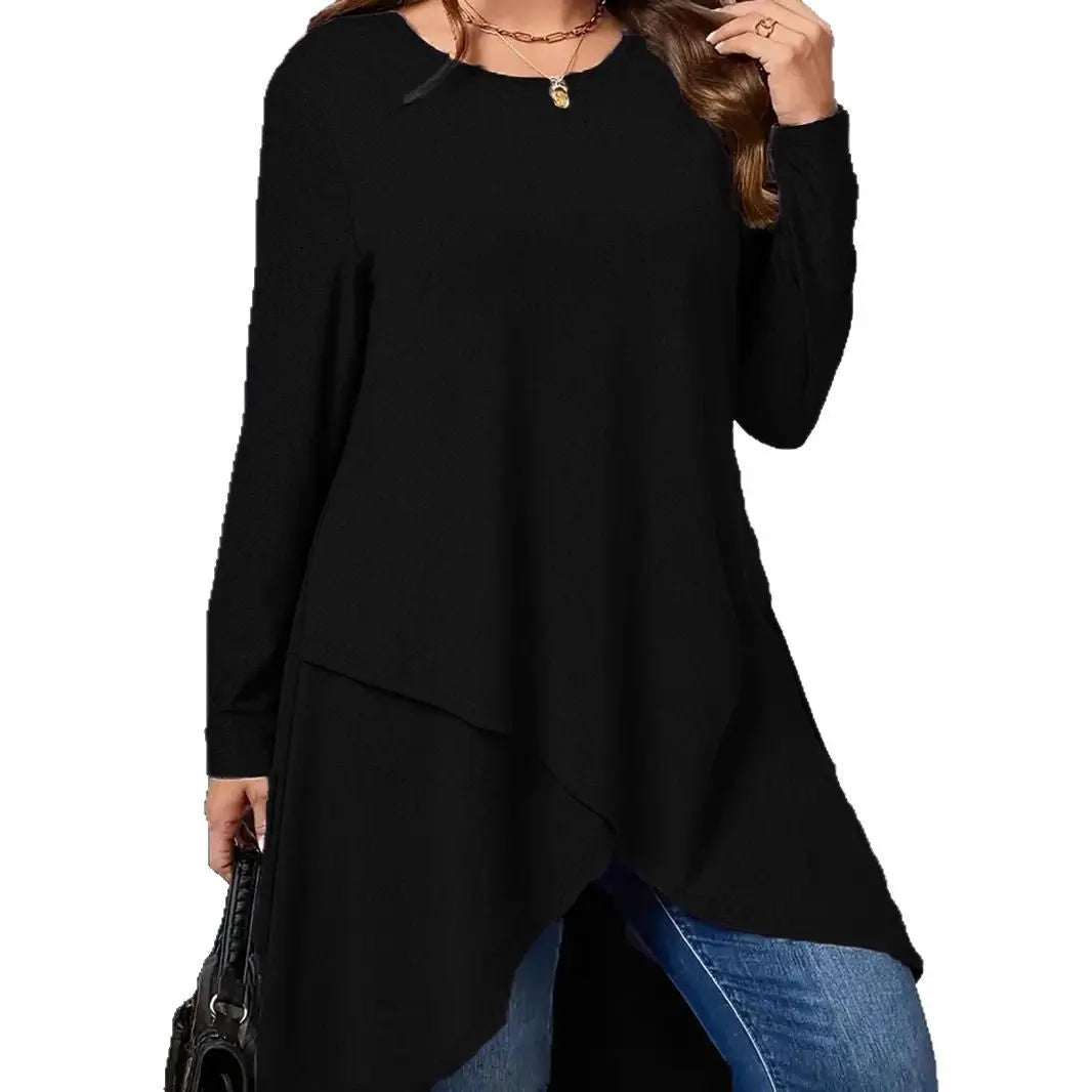 Plus Size Women's Autumn And Winter New Casual Loose Long Sleeves Outerwear Top null
