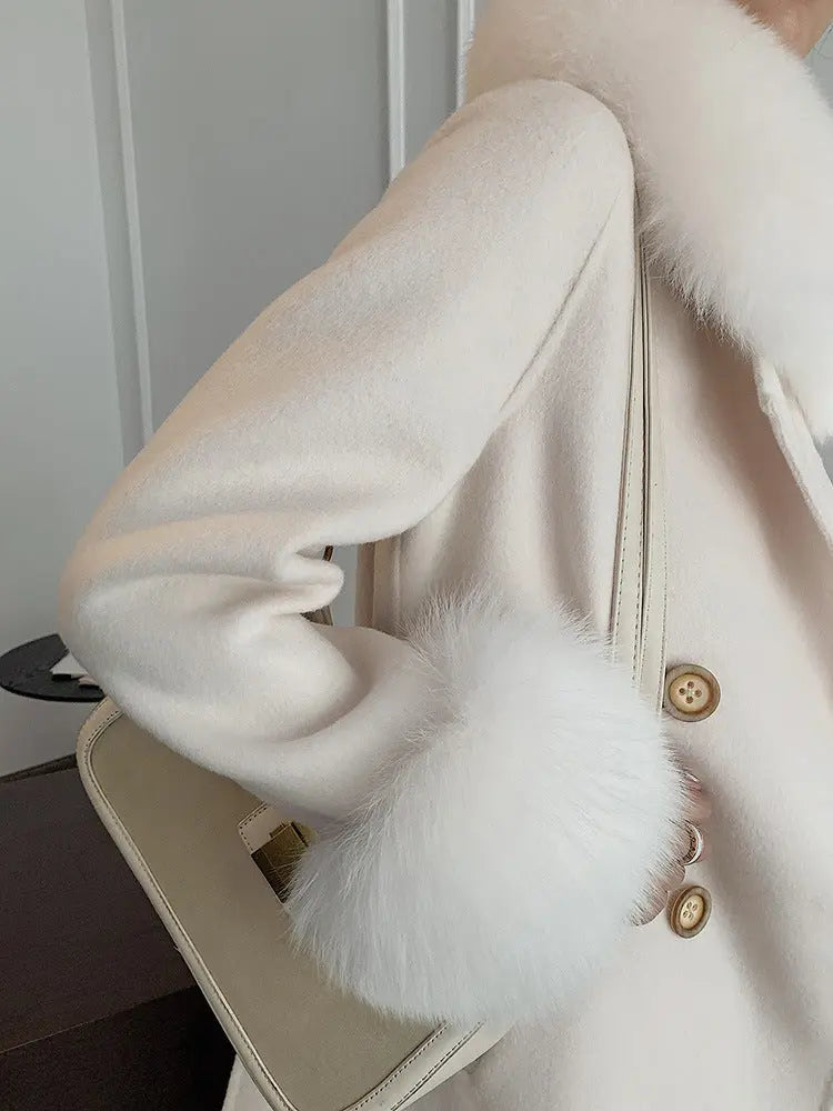 Double Sided Wool Coat Women's Medium Long Coat null
