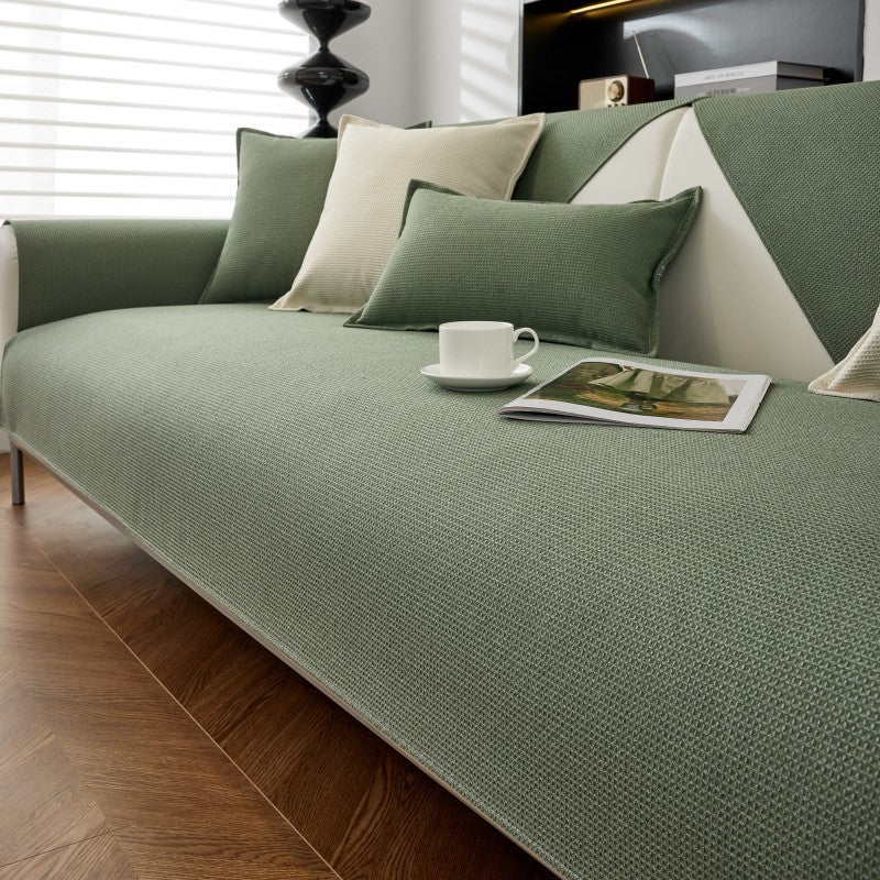 Waffle Solid Color Cream Sofa Cushion Waterproof Non-slip
