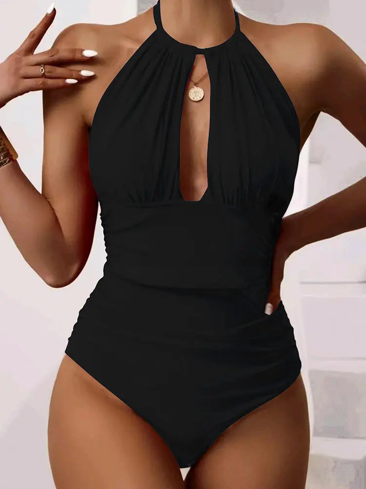 New One-piece Halter Hot Spring Swimming Swimsuit For Women null