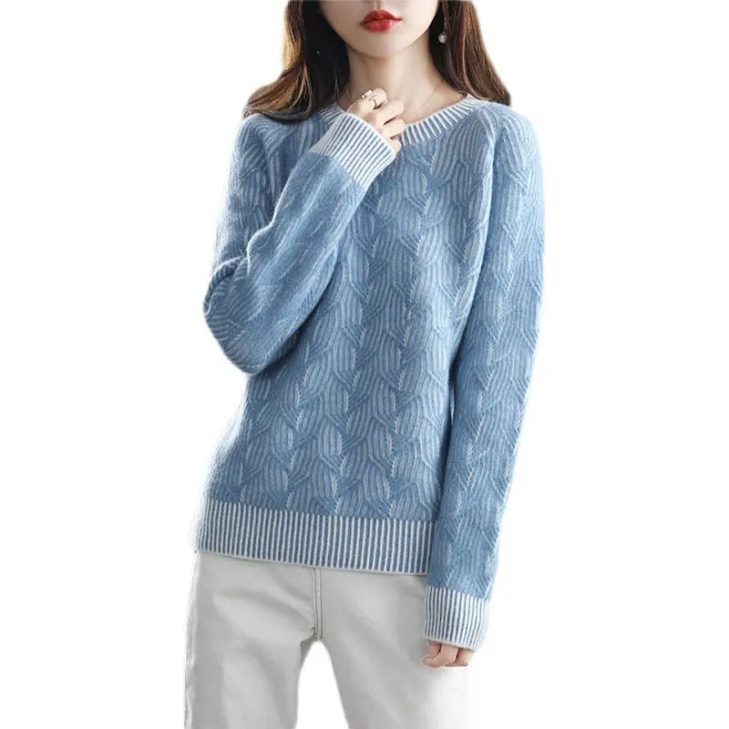 Women's Round Neck Pullover Thickened Cashmere Sweater Nipaaj