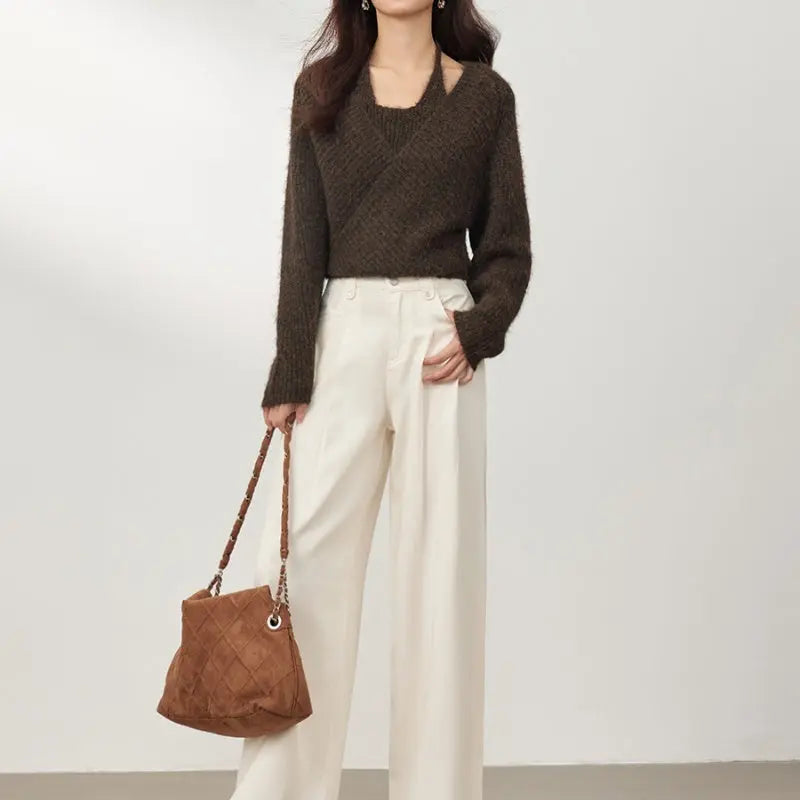 Winter New Lazy Wind Design Sense Loose Cropped Sweater Nipaaj