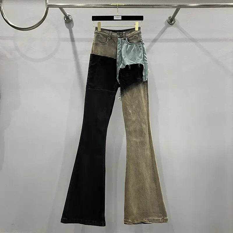 Men's And Women's Patchwork Coated Personalized Jeans Nipaaj
