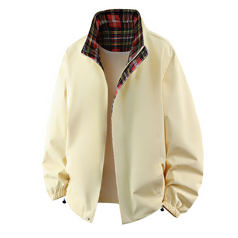 Men's Coat Workwear Stand Collar Jacket Pu Short Top