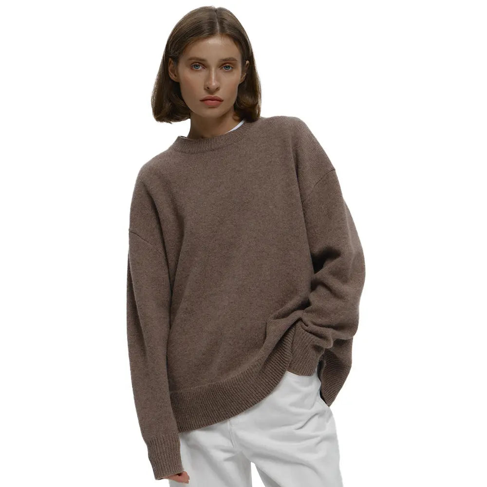 Loose And Warm Simple Pullover Solid Color Knitted Sweater Nipaaj