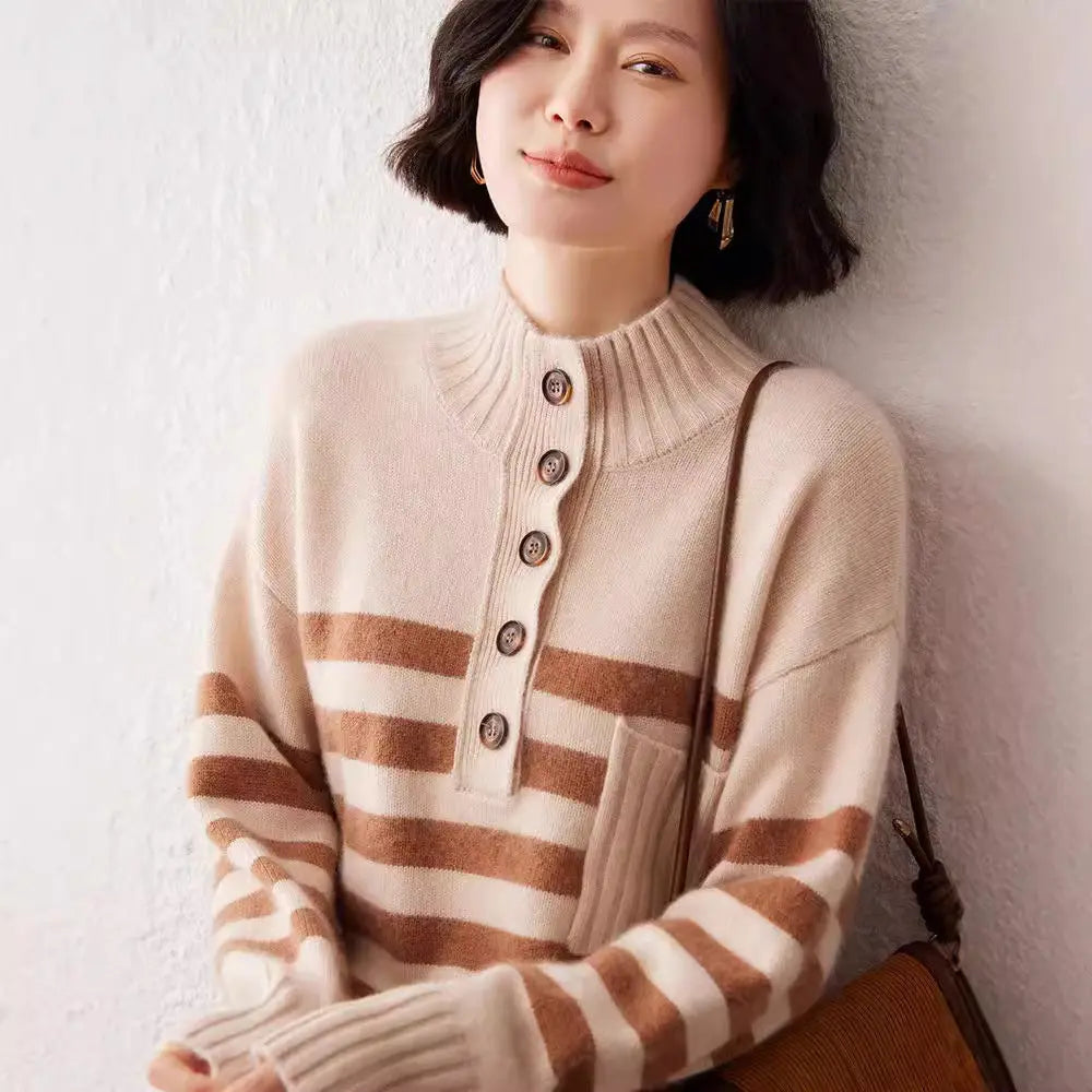 Cashmere Sweater Striped Sweater Nipaaj