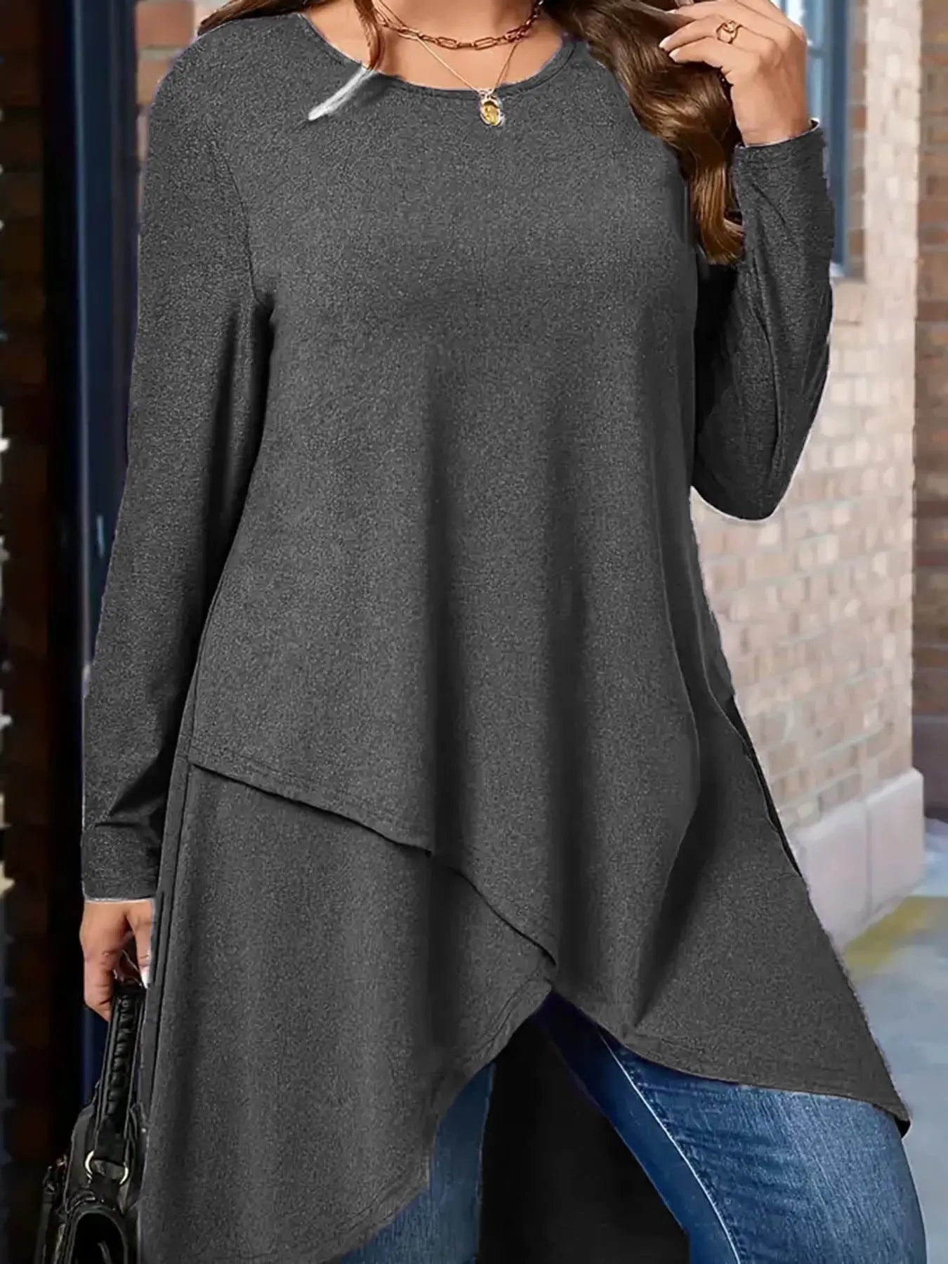 Plus Size Women's Autumn And Winter New Casual Loose Long Sleeves Outerwear Top null