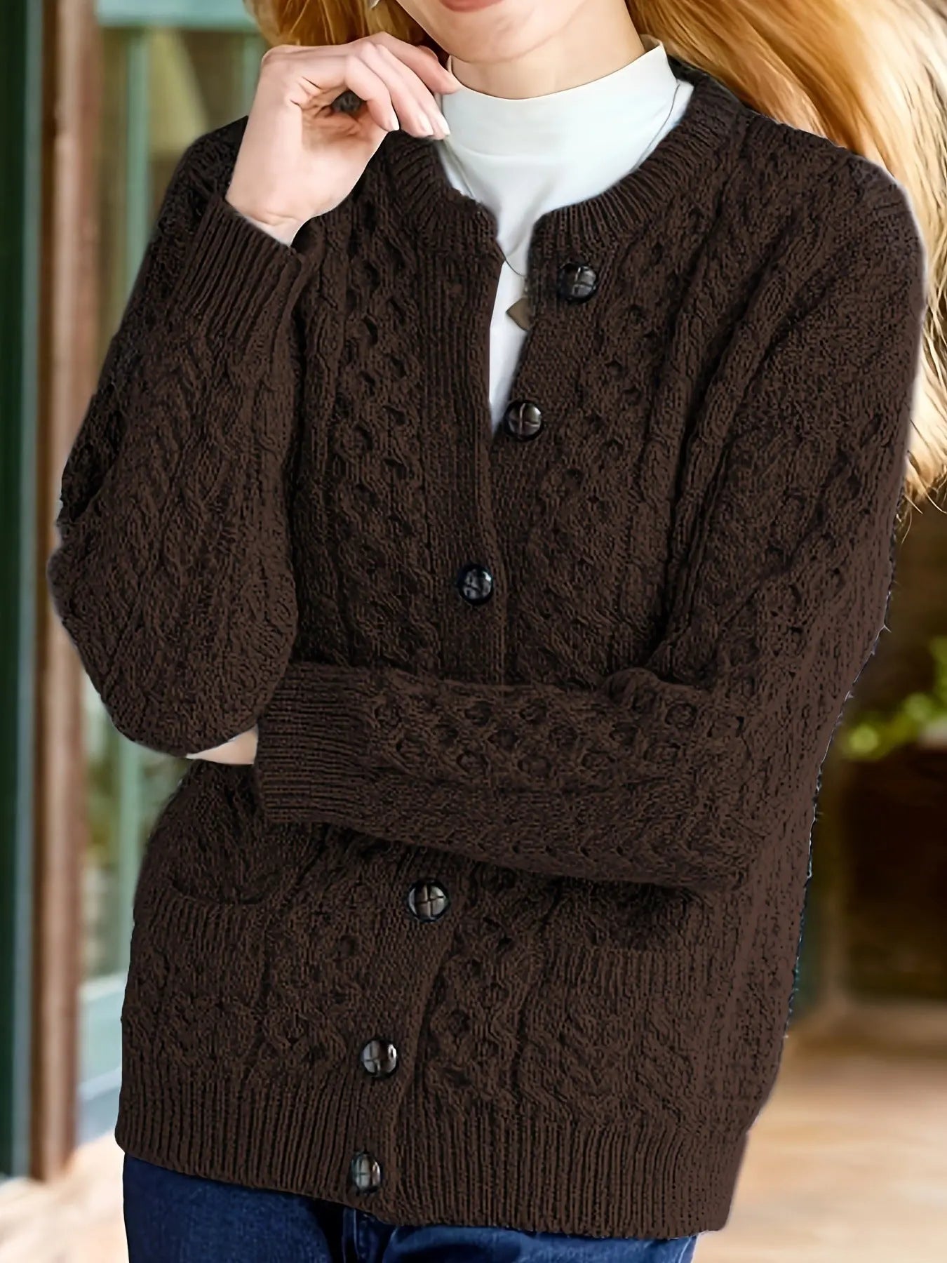 Women's Casual Knit Cardigan Sweater Cozy Long Sleeve Nipaaj