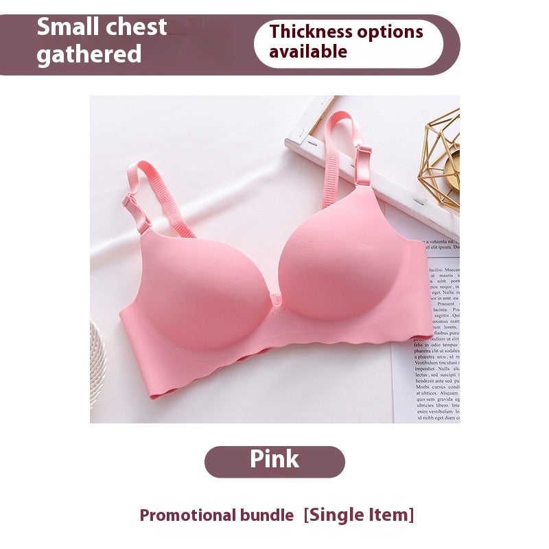 Women's Pure Color All-matching Macarons One Piece Underwear Bra-free