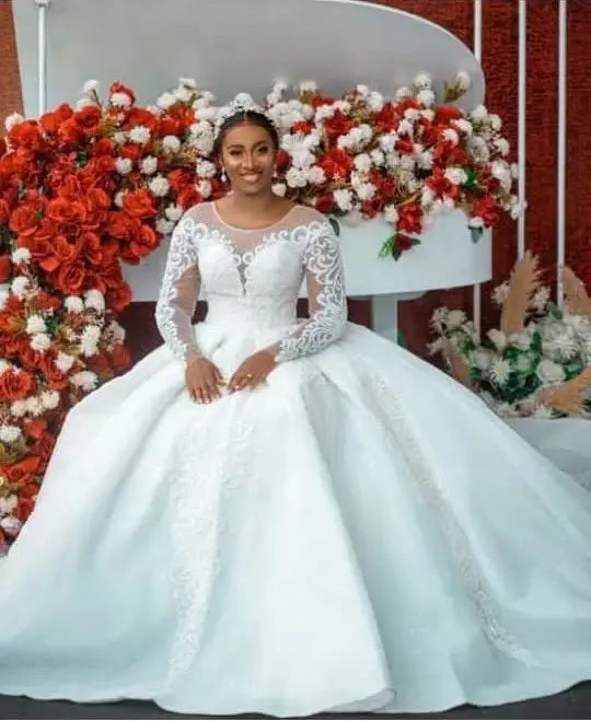 Ball Gown Wedding Dress Long Sleeves Bridal Gown Nipaaj