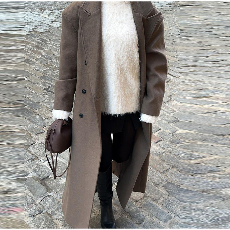 Autumn And Winter Temperament Commute Suit Collar Long Woolen Coat